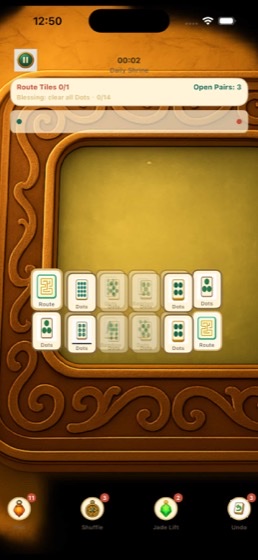 Mahjong solitaire blessing stage with ornate golden frame